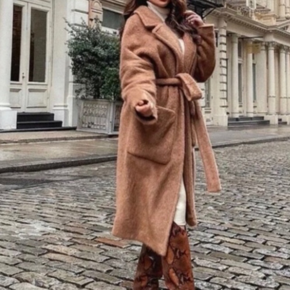 ❤️NWT ZARA LONG FAUX FUR MASCULINE COAT - Picture 4 of 9